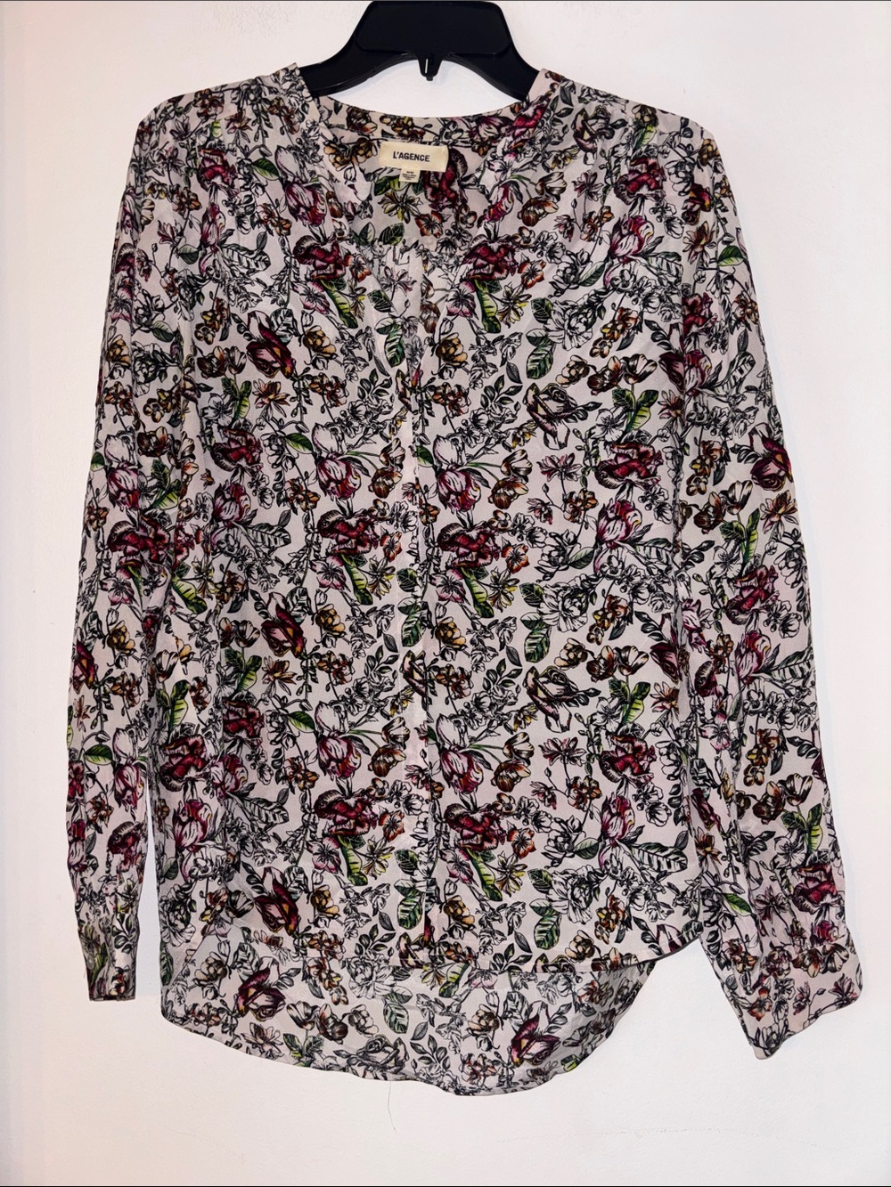 L’AGENCE Silk Floral Blouse